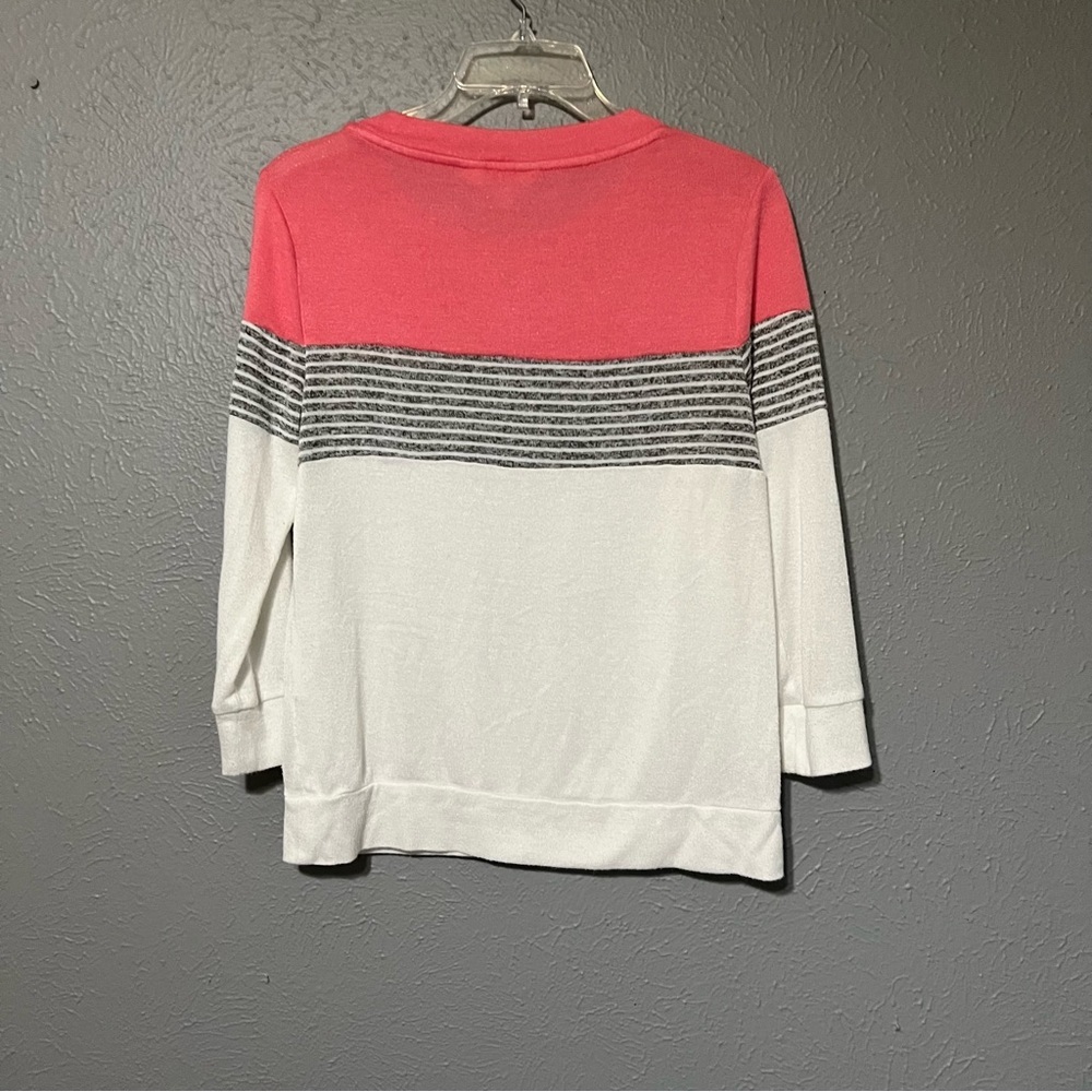 Market & Spruce Pink Stripe Colorblock Pullover shirt size Small - Picture 4 of 9